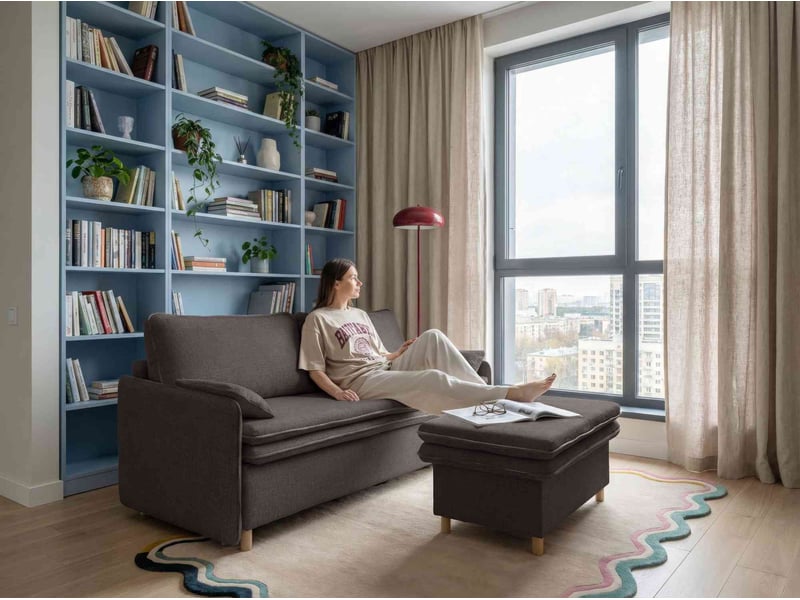  Sam, pouf coffre de rangement, 70x91 cm, marron Sam - Conforama B
