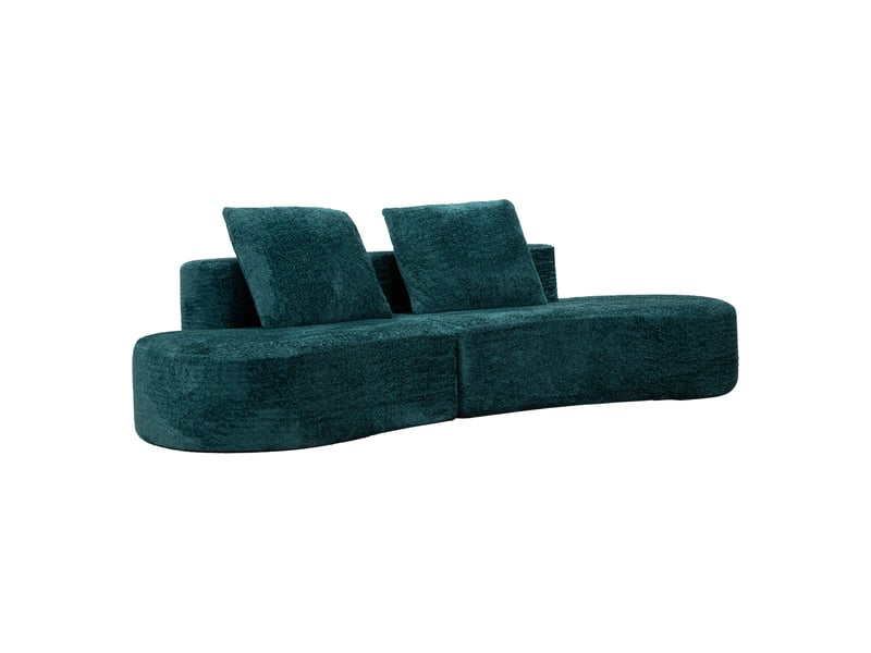  Canapé fixe 2 places masule, revêtement tissu bouclé, 40x43x115h cm bleu pétrole Masule - Conforama A