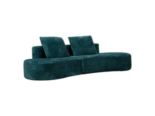 Canapé fixe 2 places masule, revêtement tissu bouclé, 40x43x115h cm bleu pétrole