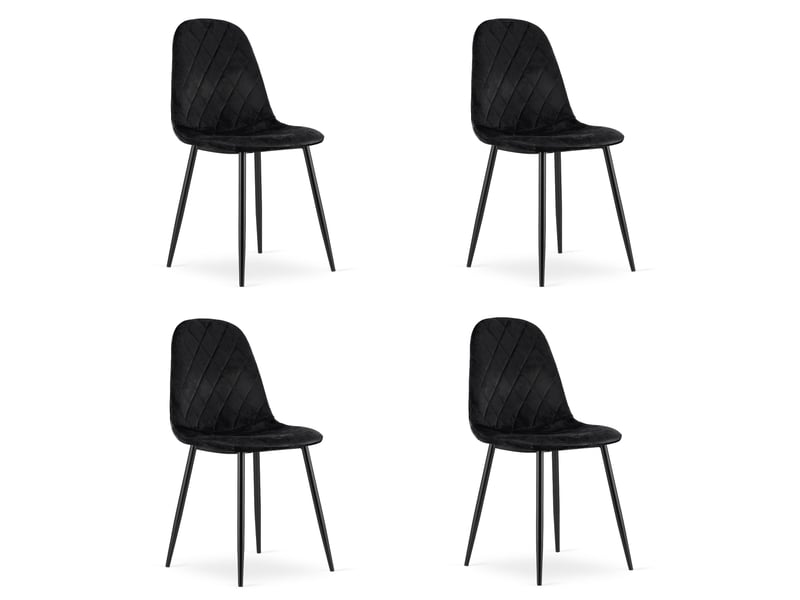 Family chaise asti - velours noir x 4  - Conforama A