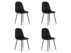 Chaise - leobert - asti - velours noir - 44,5 x 50,5 x 87,5 cm - lot de 4