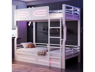 Lit superposé 90x200 cm OOIILLEE Luxe haut de gamme coloris blanc