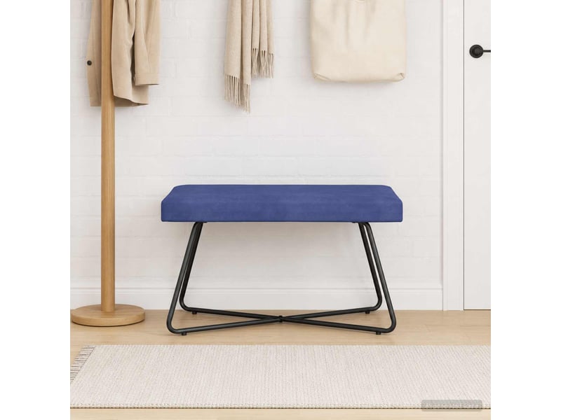  Banc, canapé 2 places bleu police 80x40x45 cm velours  - Conforama C