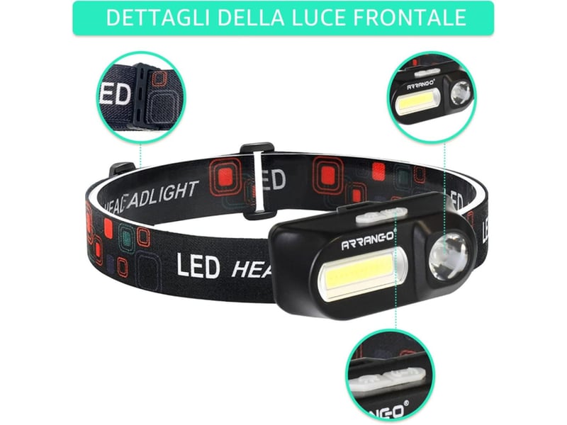  Lampe frontale led rechargeable cob xpe 4 modes noir lot de 2 238073_AACAU87415_6_DROPFR - Conforama C