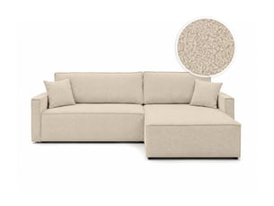 Canapé d'angle réversible convertible LOUNGITUDE FARAH 5 places Tissu bouclette Beige