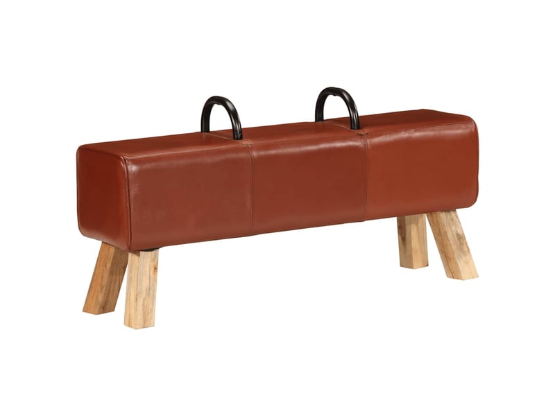  Banc d'entrée, banc d'intérieur de gymnastique marron 110 cm cuir véritable  - Conforama A