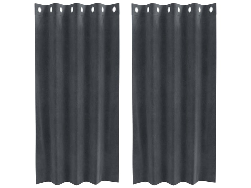 Lot de 2 rideaux, rideaux de fenêtre gris clair 140 x 175 cm velours cf44035 - Conforama A