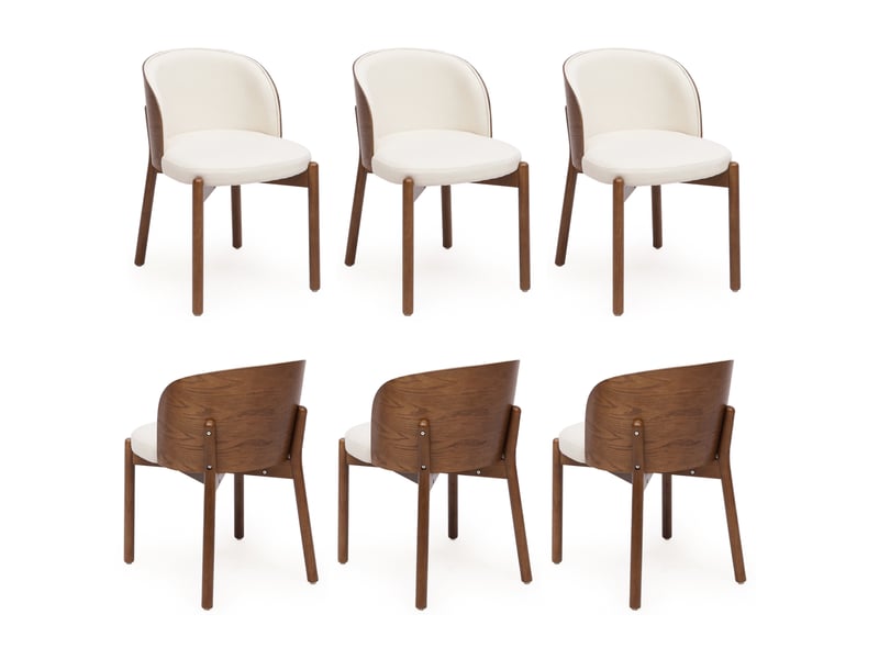  Lot de 4 chaises de salle à manger 49x57x74 cm dossier enveloppant bois noyer  - Conforama A