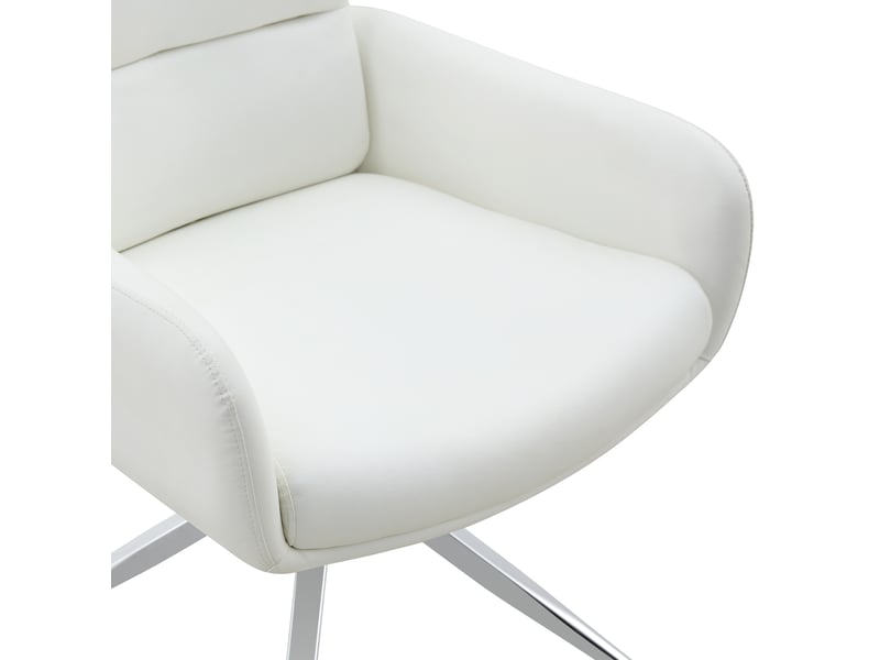 Lot de 2 chaises de salle à manger 55x50x85 cm pivotantes à 360° métal polyuréthane (pu) blanc et argenté  - Conforama D