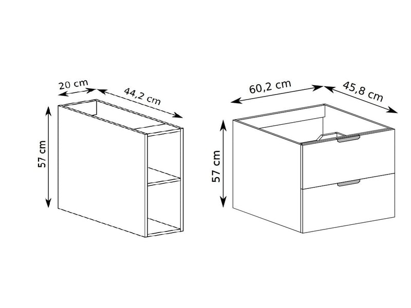  Meuble sous vasque suspendu avec étagère 2t novo l.80 cm effet chêne hikora  - Conforama C