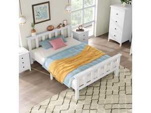Lit simple 90x200 cm <strong>HAUSS SPOLE</strong>  <strong></strong> coloris blanc