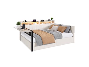 Lit banquette 140x200 cm <strong>SAPGAKS</strong>  <strong></strong> coloris blanc