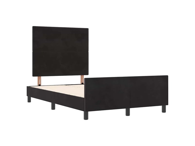 Lit double- lit adulte -  lit à ressorts avec tête de lit noir 120 x 190 cm velours  - Conforama D