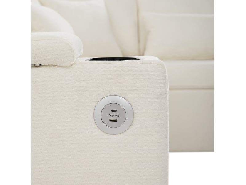 Canapé d'angle convertible 4 places en velours côtelé beige, rangement et usb, méridienne droite fixe - Conforama E