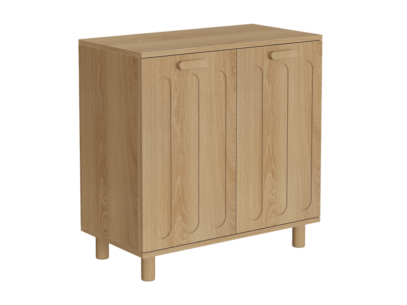 Panier à linge basculant 66x35x67 cm avec 2 paniers amovibles, rangement salle de bain, mdf décor chêne - Conforama A