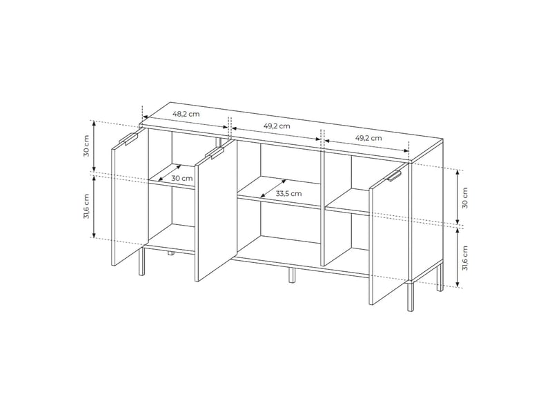  Buffet hamagami, buffet 3 étagères, 153x40x81h cm noir Hamagami - Conforama D