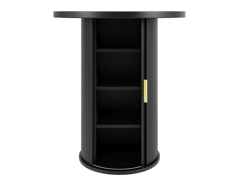 Table de bar ronde avec rangement, 91,6 cm, effet bois mdf, meuble avec placard, charge 75 kg, bar & salon - Conforama A