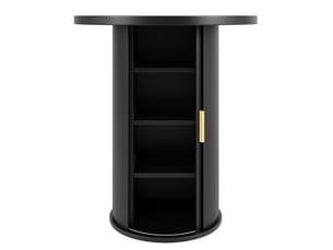 Table de bar ronde avec rangement, 91,6 cm, effet bois mdf, meuble avec placard, charge 75 kg, bar & salon