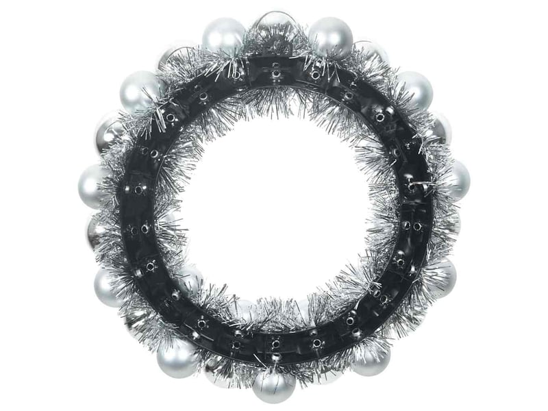  Couronnes de boules de noël 2 pcs argent 33 x 33 x 7 cm  - Conforama E