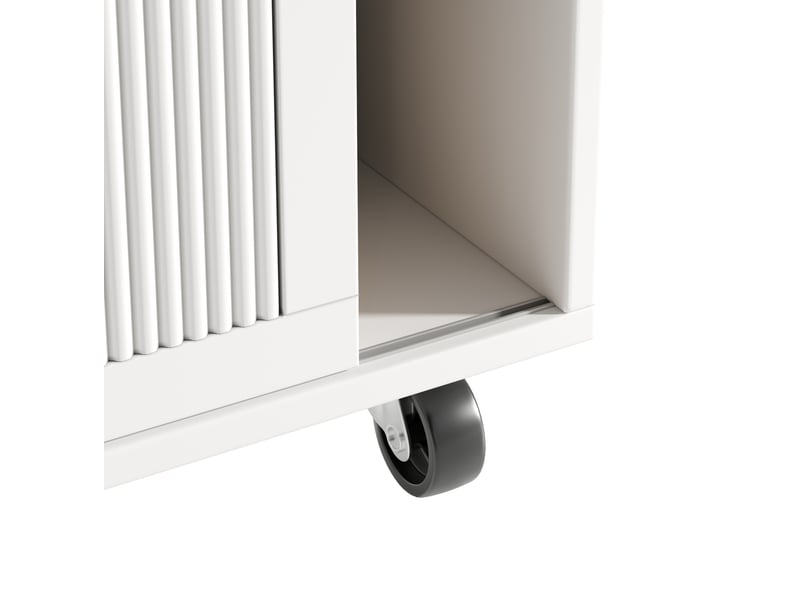 Îlot de cuisine 146,85x70x90 cm avec roulettes, tiroirs, portes coulissantes, mdf métal blanc - Conforama D