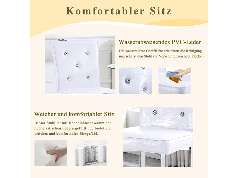  Lot de 2 tabourets de bar,54,1x43,2x114,3 cm,avec dossier haut,pvc,blanc  - Conforama E