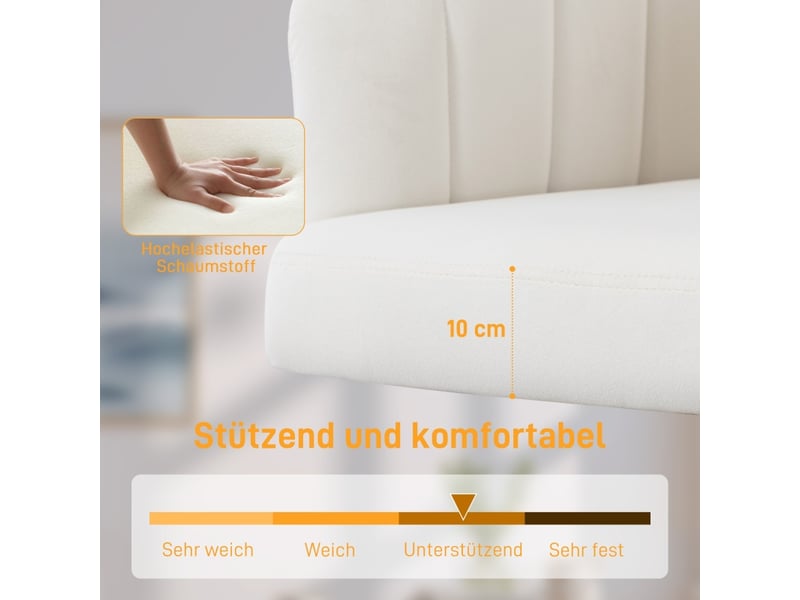  Chaise de bureau,61x60x83,5-92,5 cm,réglable à roulettes,polyester,crème  - Conforama E