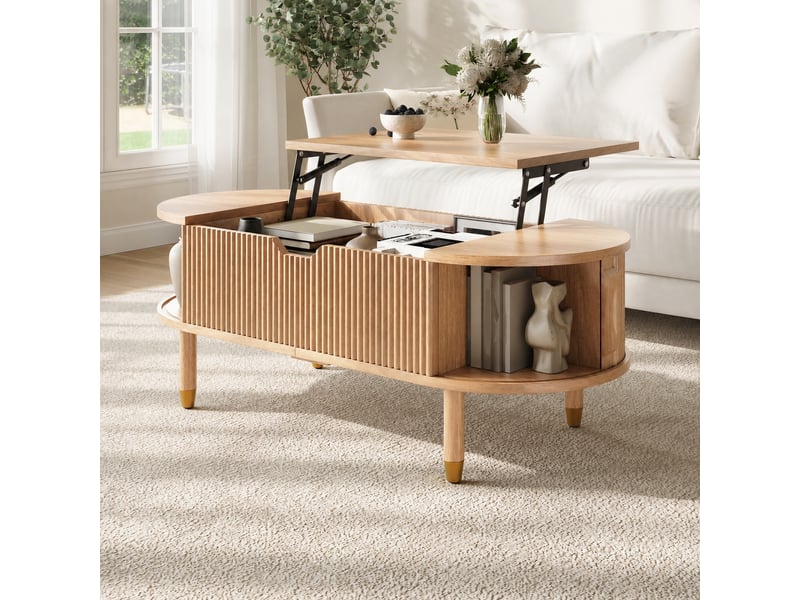  Table basse ovale relevable en mdf avec rangement, 110 x 48 x 57 cm  - Conforama B