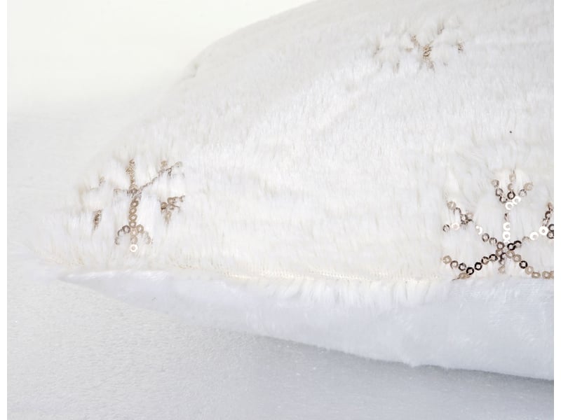  Set couverture + coussin de décoration, neige, duveteux avec bourrage, pailleté  - Conforama E