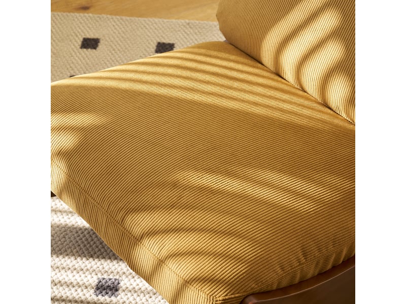  Fauteuil à bascule confortable en velours côtelé orange cadre en bois massif 90x61.5x71.9 cm  - Conforama W
