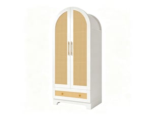 Armoire 70x55x170 cm à deux portes avec tiroirs bois blanche