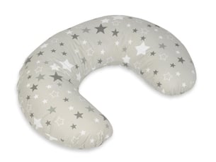 Coussin appui-tête etoiles girses et blanches sur fond gris
