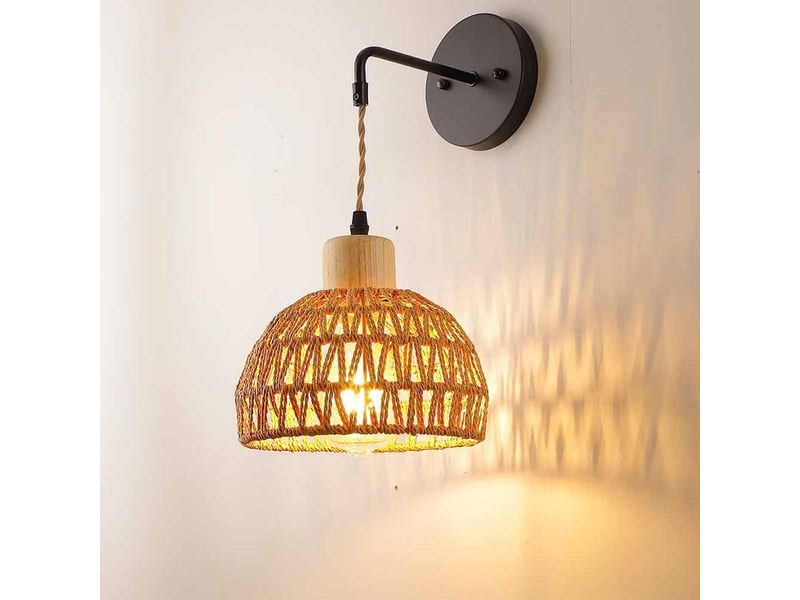  Applique murale en rotin – lampe murale moderne style bohème, éclairage intérieur pour chambre, salon, couloir, escalier  - Conforama B