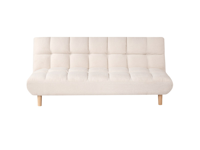 Canapé-lit 2 places risor bouclé blanc cassé  - Conforama D