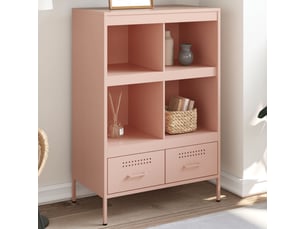 Buffet haut - bahut - meuble de rangement rose 68x39x101,5 cm acier