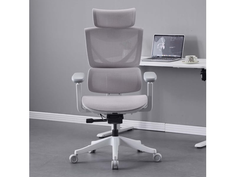  Chaise de bureau 70,6x70,6x110,5 cm grise en mesh, réglages par trois boutons et soutien lombaire  - Conforama B