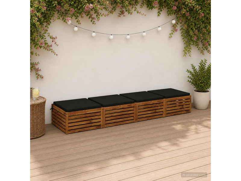  Lot de 4 coussins de siège, coussins d'assise soest 100 % polyester noir cf60464  - Conforama B