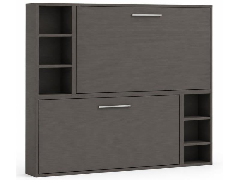  Lit escamotable superposé avec niches de rangement briano-80x200-cadre anthracite-façade anthracite  - Conforama A