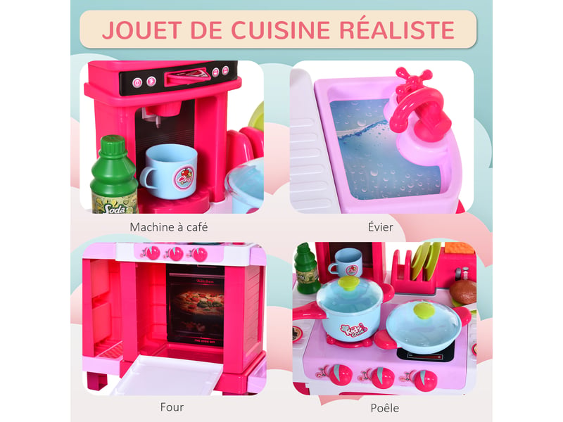 Cuisine pour enfant recettes jeu d'imitation 38 accessoires inclus sons et lumières polypropylène rose - Conforama E