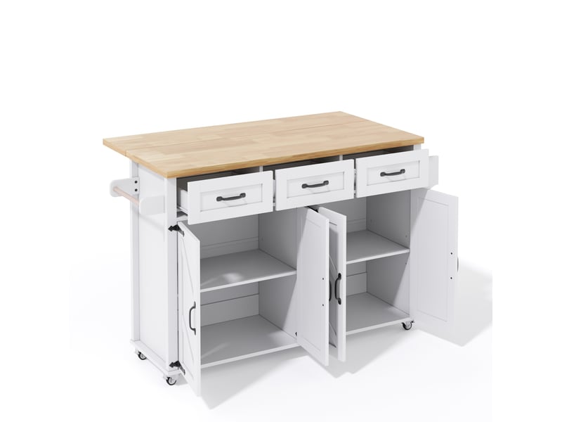 Desserte de cuisine 140x43x90,5 cm plateau rabattable mdf blanc et naturel - Conforama A