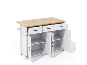 Desserte de cuisine 140x43x90,5 cm plateau rabattable mdf blanc et naturel