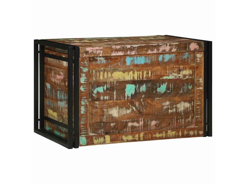Boîte de rangement, coffre de rangement marron et noir 80x50x50 cm bois recyclé - Conforama B