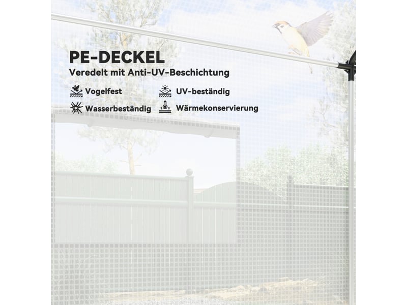  Serre de jardin en film - 3x2x2 m - blanc - résistant aux uv - porte enroulable - 4 fenêtres en filet - moustiquaire 300x200x200cm - Conforama D