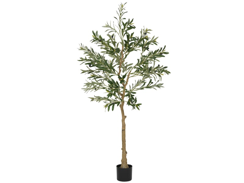  Plante artificielle, olivier artificiel, 150 cm, 720 feuilles, 40 olives, pot de fleurs robuste, plante décorative, verte  - Conforama A