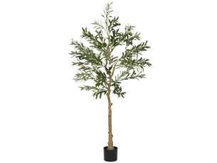 Plante artificielle, olivier artificiel, 150 cm, 720 feuilles, 40 olives, pot de fleurs robuste, plante décorative, verte