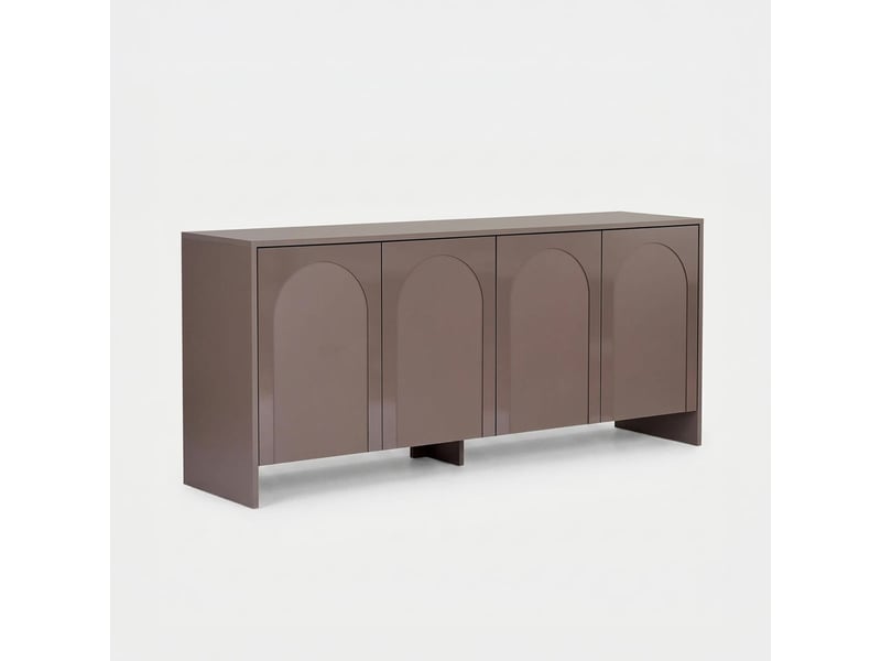 Console tv moderne arlen avec portes et étagères design contemporain - gris tourterelle - Conforama A