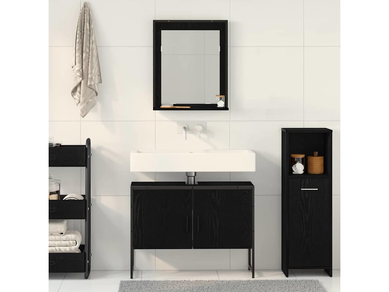  Ensemble de mobilier de salle de bain 2 pièces noir cf64239  - Conforama D