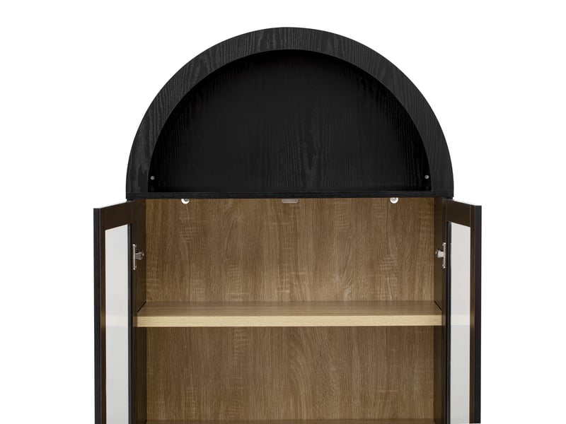  Buffet de cuisine 2 portes 2 tiroirs 76x40x180 cm - meuble de rangement avec étagères réglables et portes vitrées - noir  - Conforama R