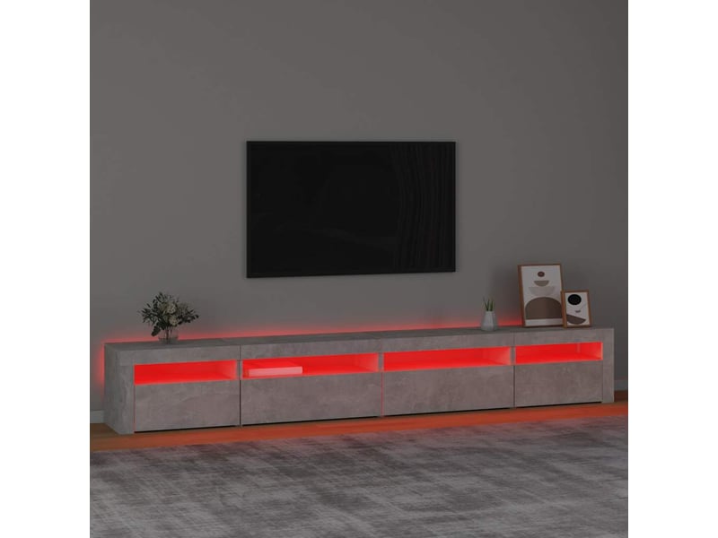  Meuble tv - banc tv - meuble de rangement avec lumières led gris béton 270x35x40 cm  - Conforama E