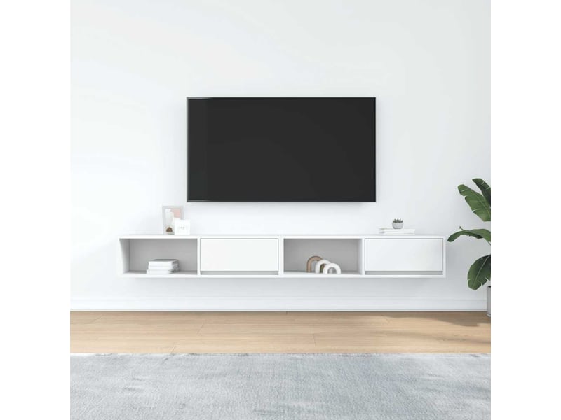  Meubles tv - banc tv - meuble de rangement 2 pcs blanc 100x31x25,5 cm bois d'ingénierie  - Conforama C