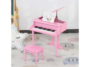 Piano à queue enfant en bois piano enfant clavier de piano 30 touches - tabouret et pupitre inlus - instrument de musique - mdf rose